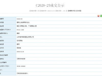 山东桂华锦鸿置业有限公司拍得城区日照路以南的土地