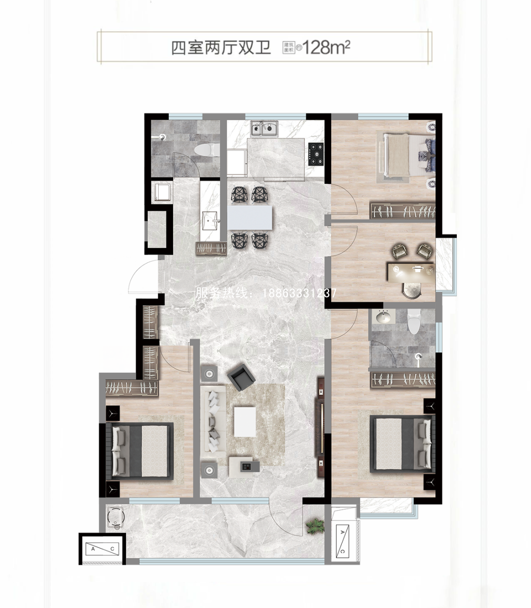 日照颐和悦府售楼处三室两厅两卫115㎡